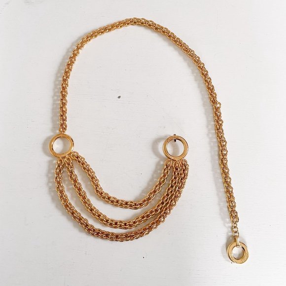 Paloma Picasso Gold Tone 3 Tier Chain Belt Adjustable Tiered main image 7